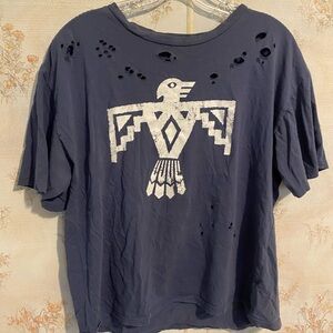 Navy Graphic Tee with Bird Design